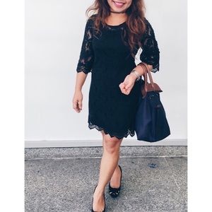 H&M Lace Crochet Overlay Bell Half Sleeve Shift